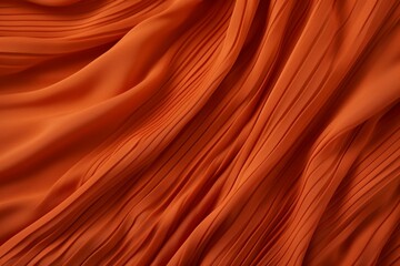 Burnt orange fabric with pleats and folds. Background with tactile texture. Generative AI