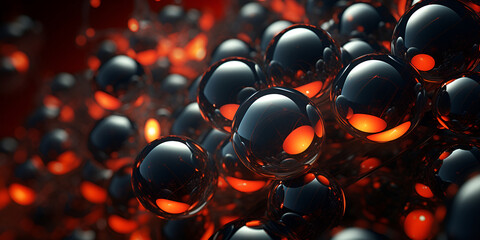 In The Style Of Dark Orange And Dark  balls Background