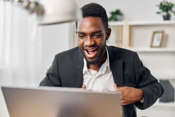 job man education american computer african student online freelancer work laptop office