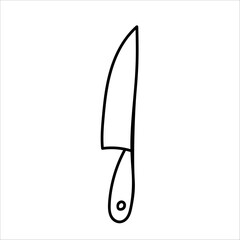 Kitchen Knife vector doodle hand drawn illustration isolated on white