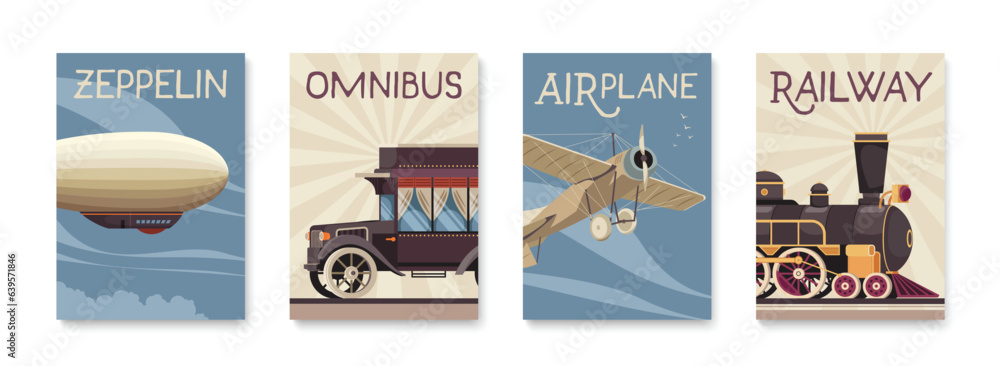 Sticker passenger carriage poster set