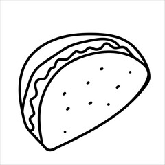 Taco vector doodle hand drawn illustration isolated on white