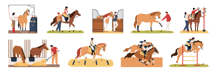 Horse And People Flat Set