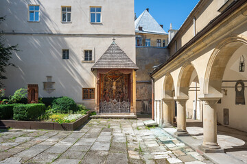 Fototapeta na wymiar Armenian Cathedral of Lviv Courtyard - Lviv, Ukraine