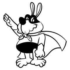 Cartoon illustration of Little Puppy wearing mask and superhero capes and get ready to rescue people's. Best for outline, mascot, logo, and coloring book with superhero themes