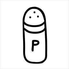 Pepper shaker vector doodle hand drawn illustration isolated on white