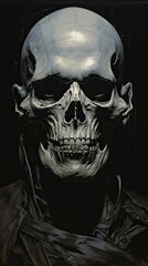 Fototapeta premium Death character, portrait, dark theme illustration. Generative Ai