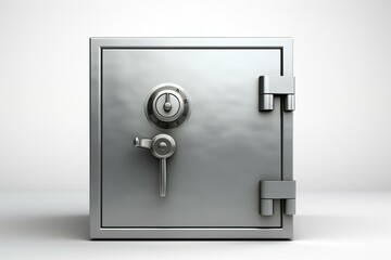 A metal safe box with an open door on a white background. Generative AI