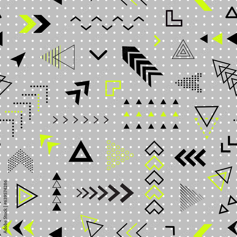 Poster geometric seamless pattern. repeating abstract geometry background. memphis shape. repeated cool sch