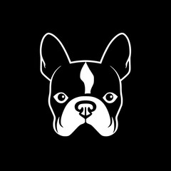 simple french bulldog cute pet animal black white color logo vector illustration template design