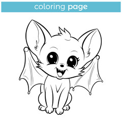 simple cute bat animal coloring page for kids vector illustration template design