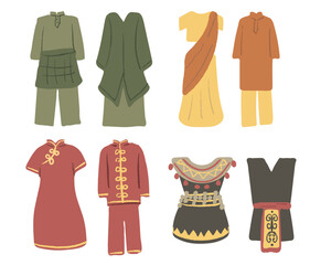 Illustration of Malaysia Traditional Clothes