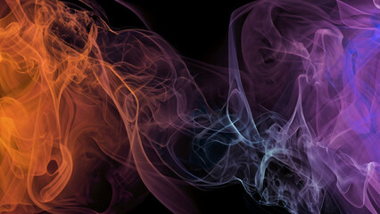 Color smoke abstract background. Cold and hot contrast. Defocused blue red contrast. Vapor floating cloud texture. Generative AI - obrazy, fototapety, plakaty