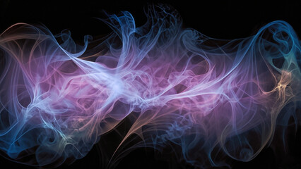 Color smoke abstract background. Cold and hot contrast. Defocused blue red contrast. Vapor floating cloud texture. Generative AI