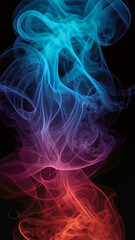 Color smoke abstract background. Cold and hot contrast. Defocused blue red contrast. Vapor floating cloud texture. Generative AI