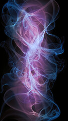 Color smoke abstract background. Cold and hot contrast. Defocused blue red contrast. Vapor floating cloud texture. Generative AI