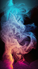Color smoke abstract background. Cold and hot contrast. Defocused blue red contrast. Vapor floating cloud texture. Generative AI