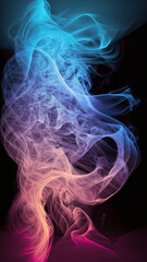Color smoke abstract background. Cold and hot contrast. Defocused blue red contrast. Vapor floating cloud texture. Generative AI