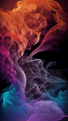 Color smoke abstract background. Cold and hot contrast. Defocused blue red contrast. Vapor floating cloud texture. Generative AI