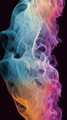 Color smoke abstract background. Cold and hot contrast. Defocused blue red contrast. Vapor floating cloud texture. Generative AI