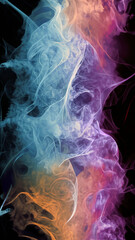 Color smoke abstract background. Cold and hot contrast. Defocused blue red contrast. Vapor floating cloud texture. Generative AI