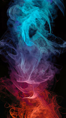 Color smoke abstract background. Cold and hot contrast. Defocused blue red contrast. Vapor floating cloud texture. Generative AI