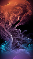 Color smoke abstract background. Cold and hot contrast. Defocused blue red contrast. Vapor floating cloud texture. Generative AI
