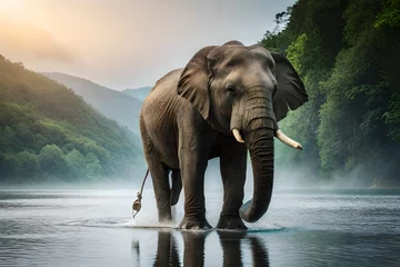 Zelfklevend Fotobehang elephant in the river © insta_photos