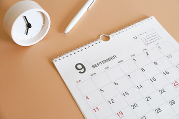 9月のカレンダー　ビジネスイメージ