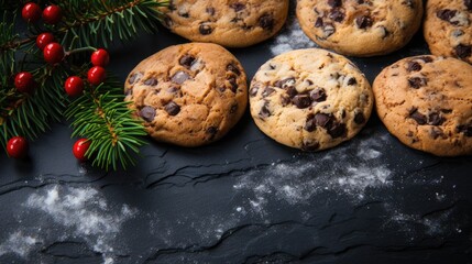Christmas food baking cookies sweets. Merry christmas and happy new year. Festive background. generative ai
