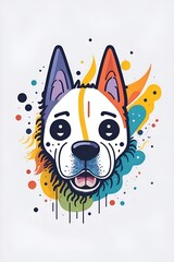 Cartoon dog portrait. AI generated illustration