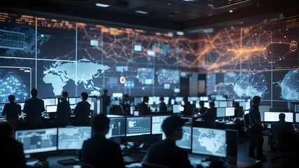 The power of digital technology with a focus on a software engineer utilizing a computer with lines of code, data analysis, and AI algorithms to improve business operations