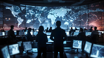 The power of digital technology with a focus on a software engineer utilizing a computer with lines of code, data analysis, and AI algorithms to improve business operations