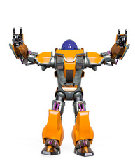 giant robot is doing a heavy metal pose