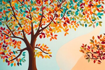 autumn tree with colorful leaves Generated Ai