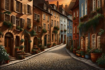 Obraz premium narrow street Generated Ai