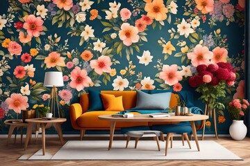 room with flowers Generated Ai
