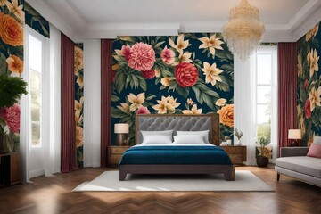 living room with flowers Generated Ai
