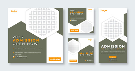 School Education Admission Social Media Post for Online Marketing Promotion Banner, Story and Web Internet Ads Flyer