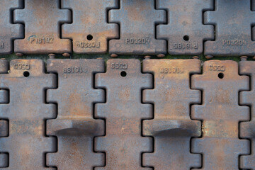 rusty, used tank tracks 