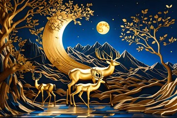 scene with moon Generated Ai