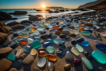 Fototapeta na wymiar stones on the beach Generated Ai