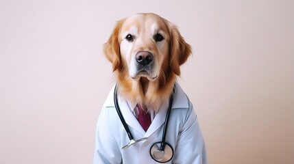 golden retriever dog with stethoscope