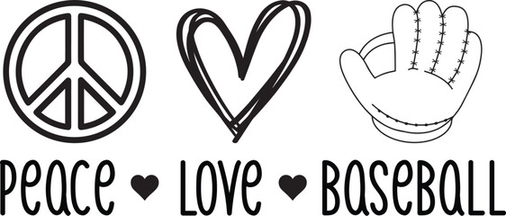 Peace Love Baseball T-Shirt Design, Peace Love Baseball SVG T-Shirt Design