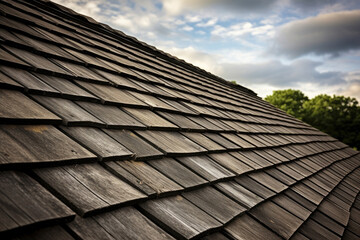 Fototapeta na wymiar Roof of a house made of modern materials close-up
