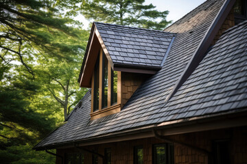 Fototapeta na wymiar Roof of a house made of modern materials close-up