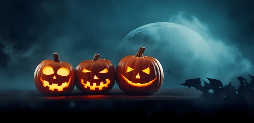 spooky Halloween pumpkin with copy space.