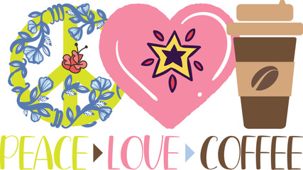 Peace Love Coffee T-Shirt Design