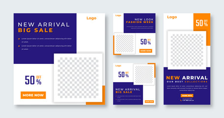 Fashion Big Sale Social Media Post for Online Marketing Promotion Banner, Story and Web Internet Ads Flyer
