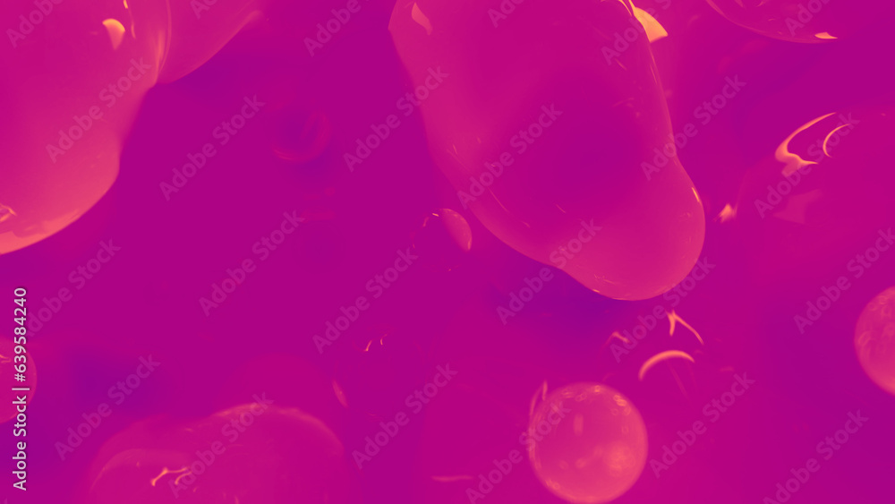 Poster orange and pink smooth benign forms from alien planet - abstract 3d rendering